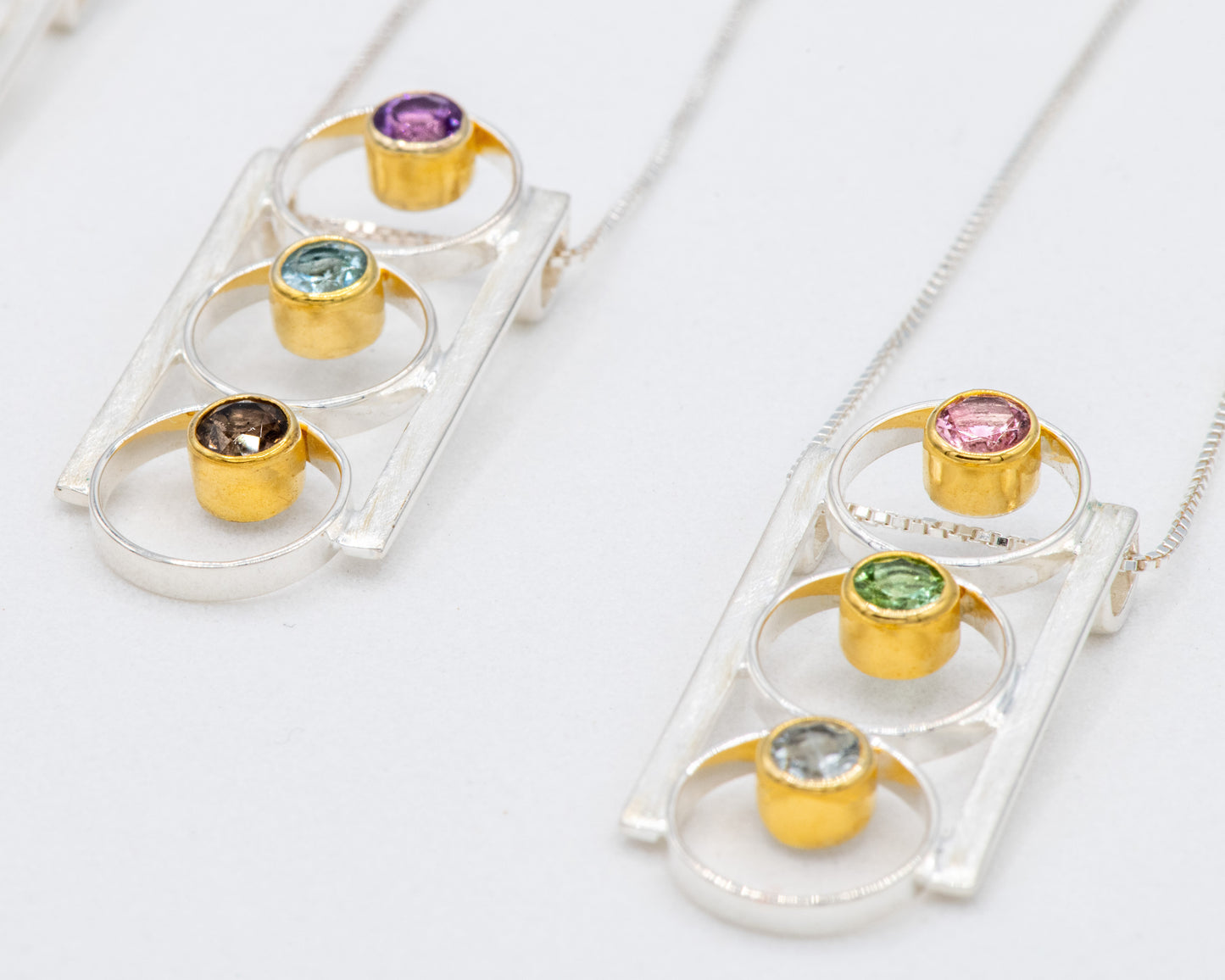 Three Stone Pendant Necklaces