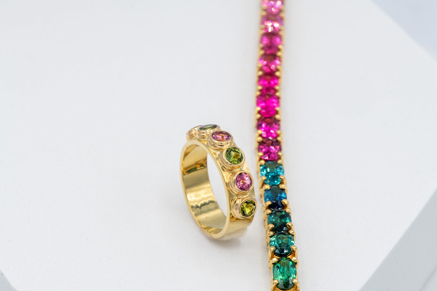Stunning Pink and Green Gem Tourmaline Bracelet
