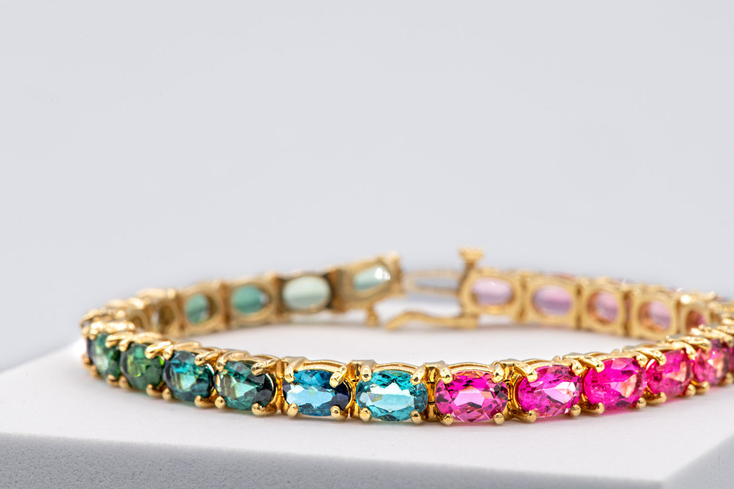 Stunning Pink and Green Gem Tourmaline Bracelet