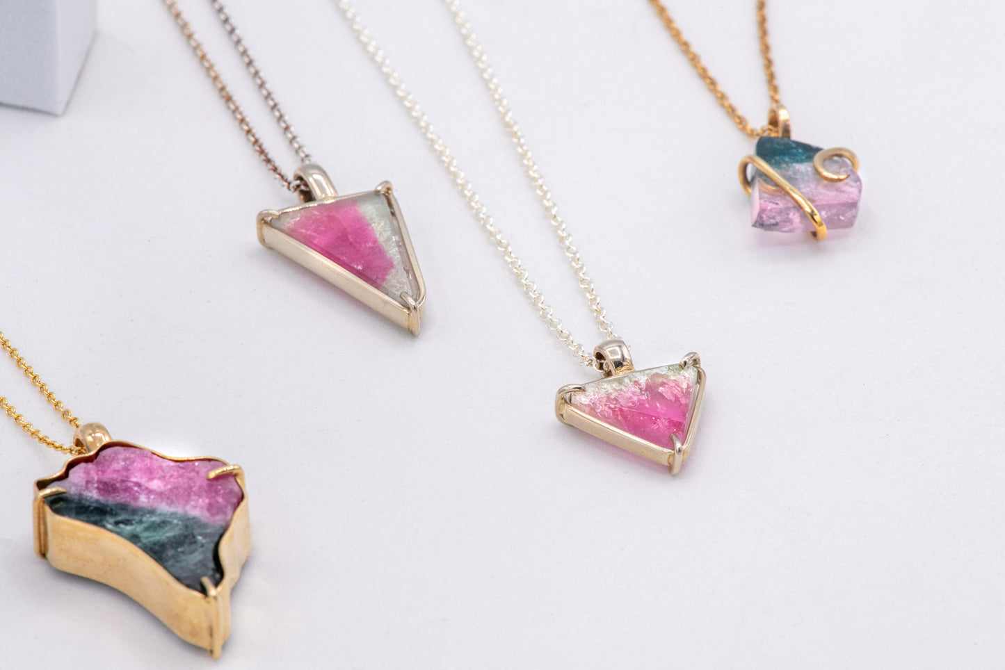 Small Wedge Shaped Watermelon Tourmaline Pendant