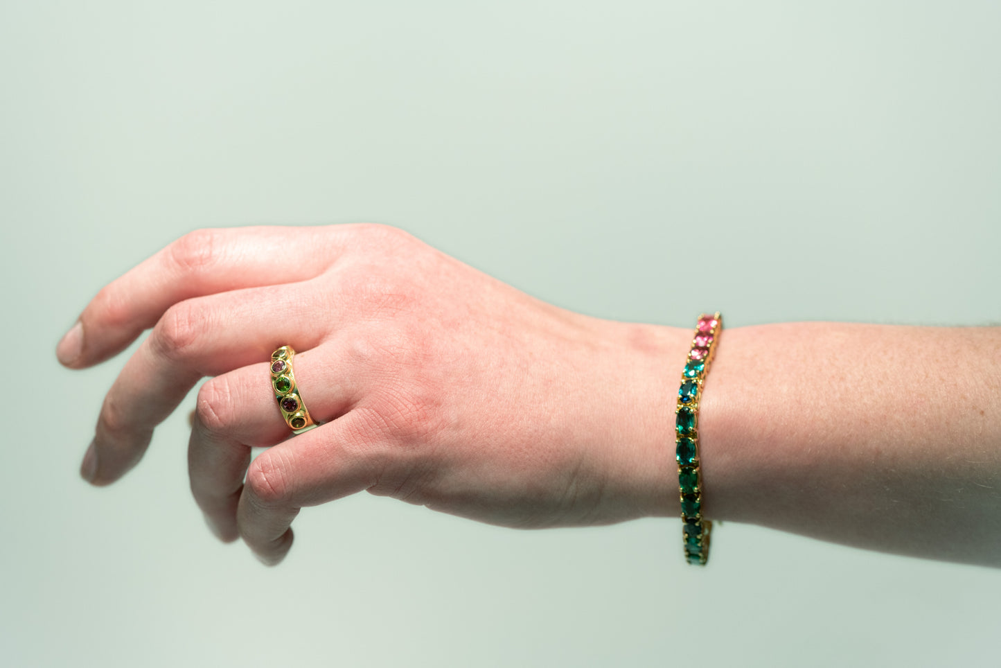 Stunning Pink and Green Gem Tourmaline Bracelet