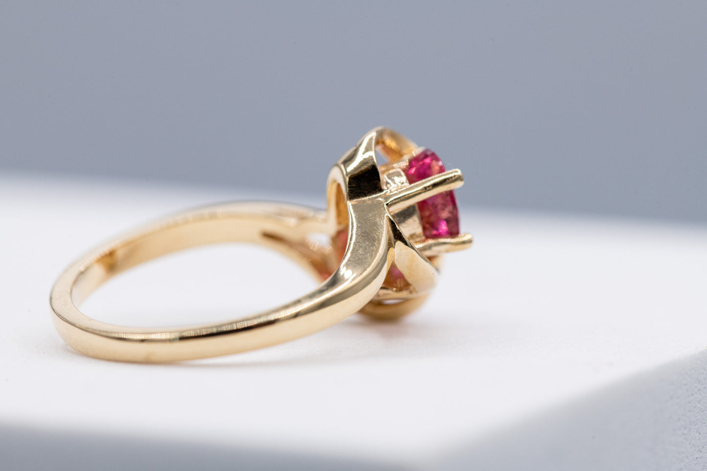 Oval Prong Set Pink Tourmaline Ring