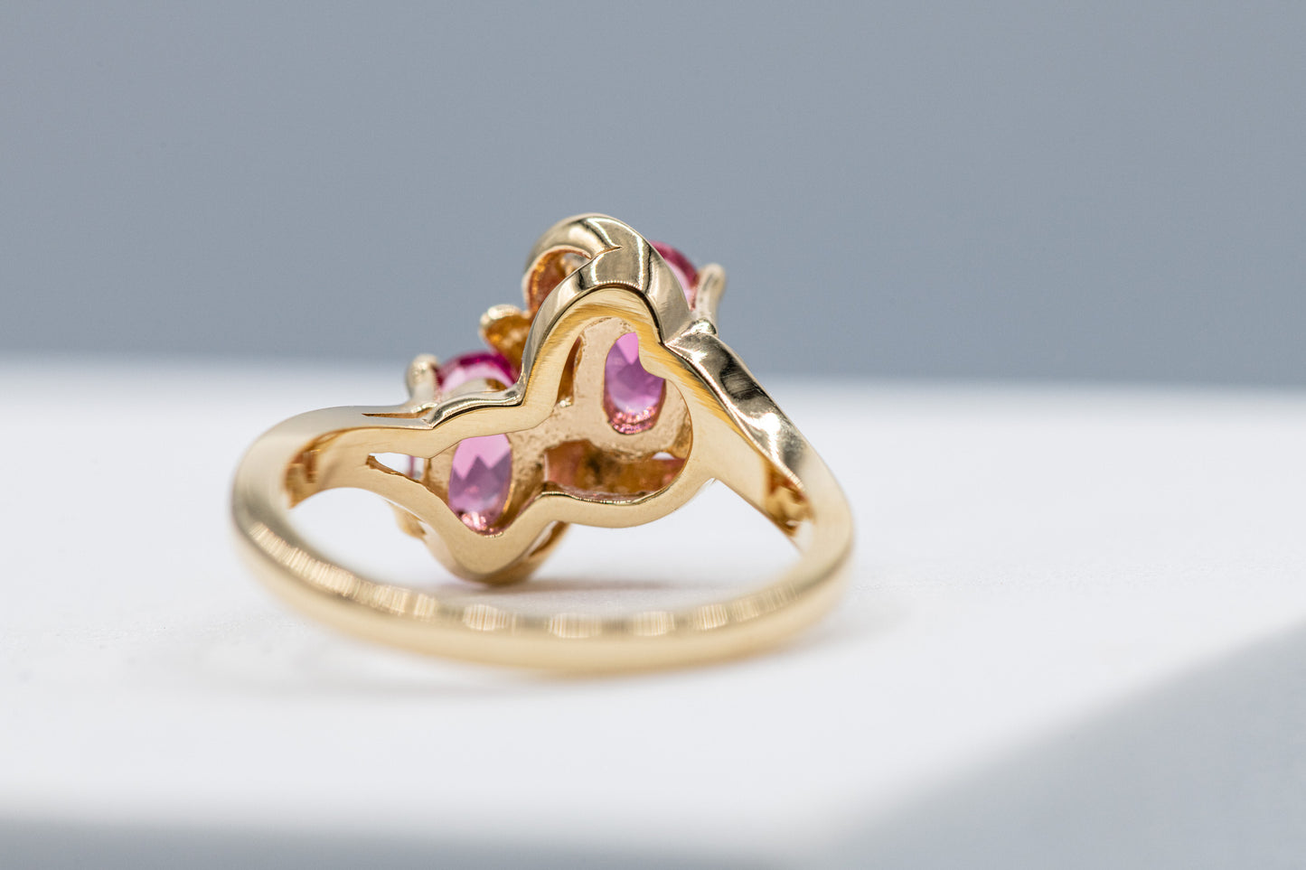 Oval Prong Set Pink Tourmaline Ring