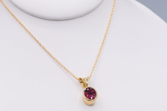 Oval Rubellite Tourmaline Gemstone Pendant