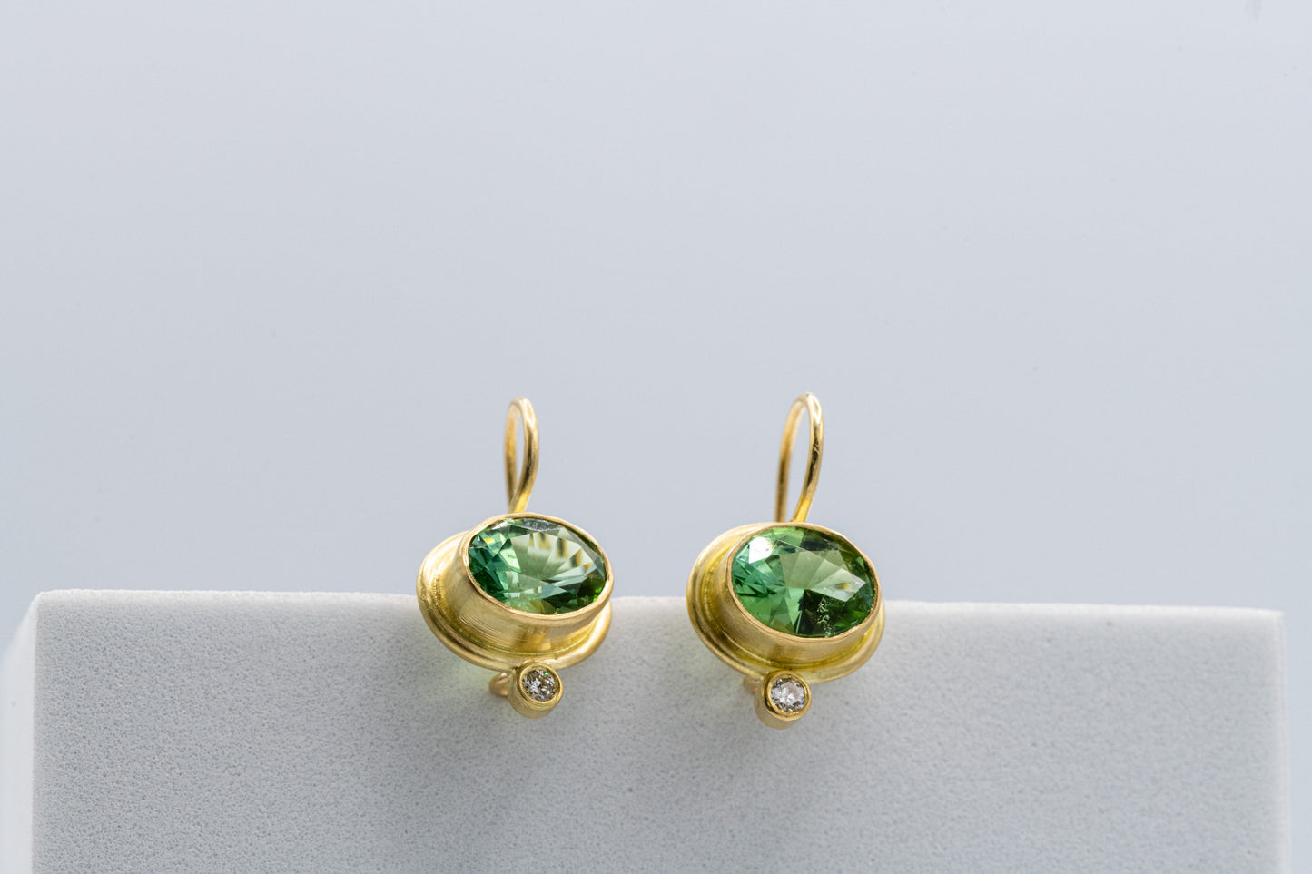 Green Tourmaline Gemstone 18k Earrings