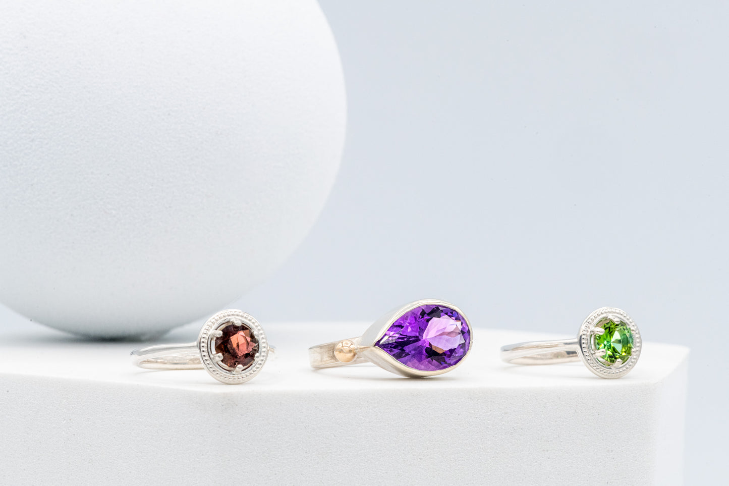 Pear Shaped Amethyst Ring in Sterling Silver