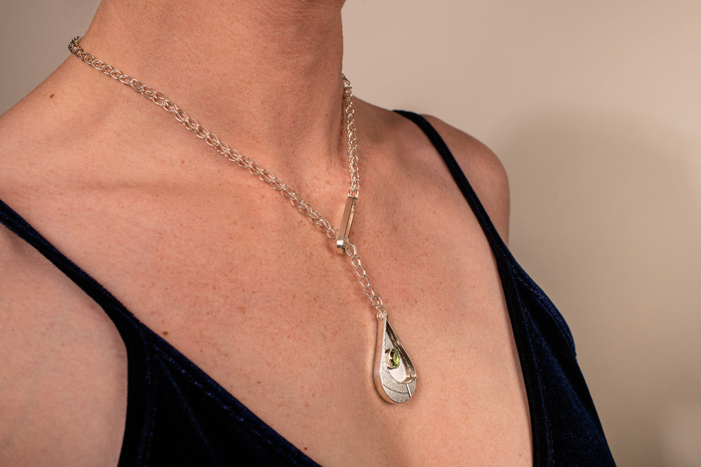 Dew drop green tourmaline necklace