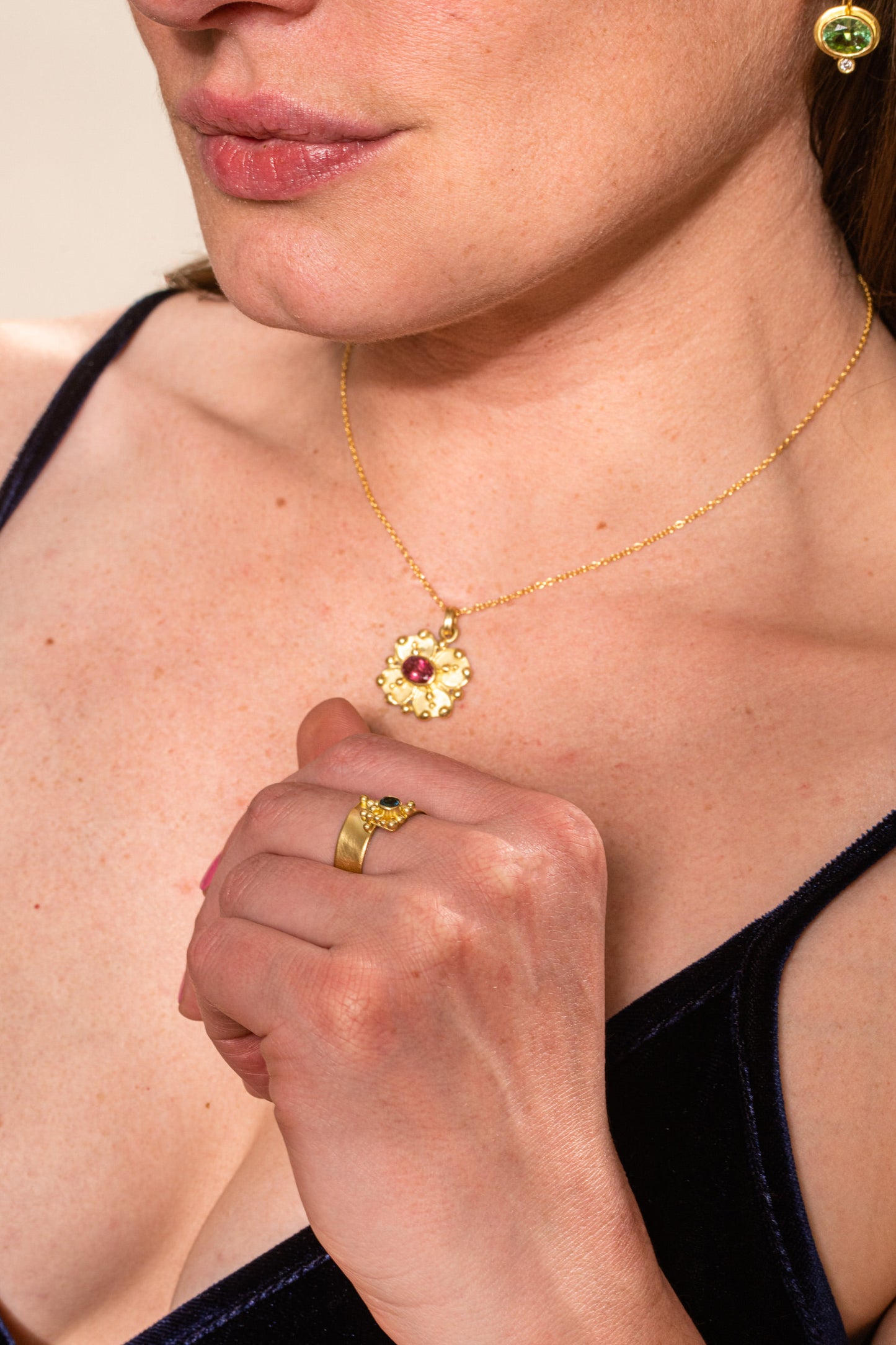 Clover Leaf Pink Tourmaline Pendant