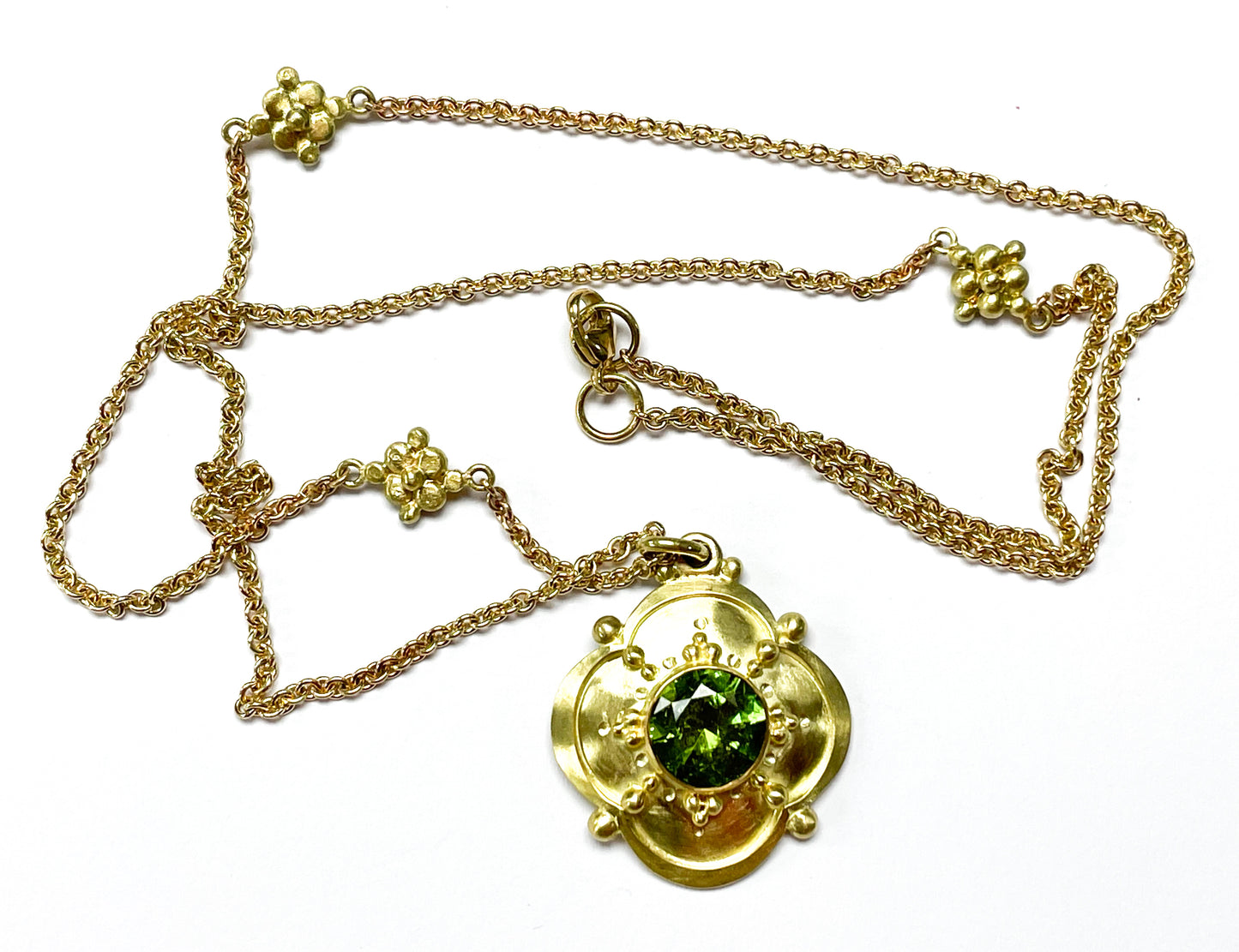 Clover Leaf Green Tourmaline Pendant