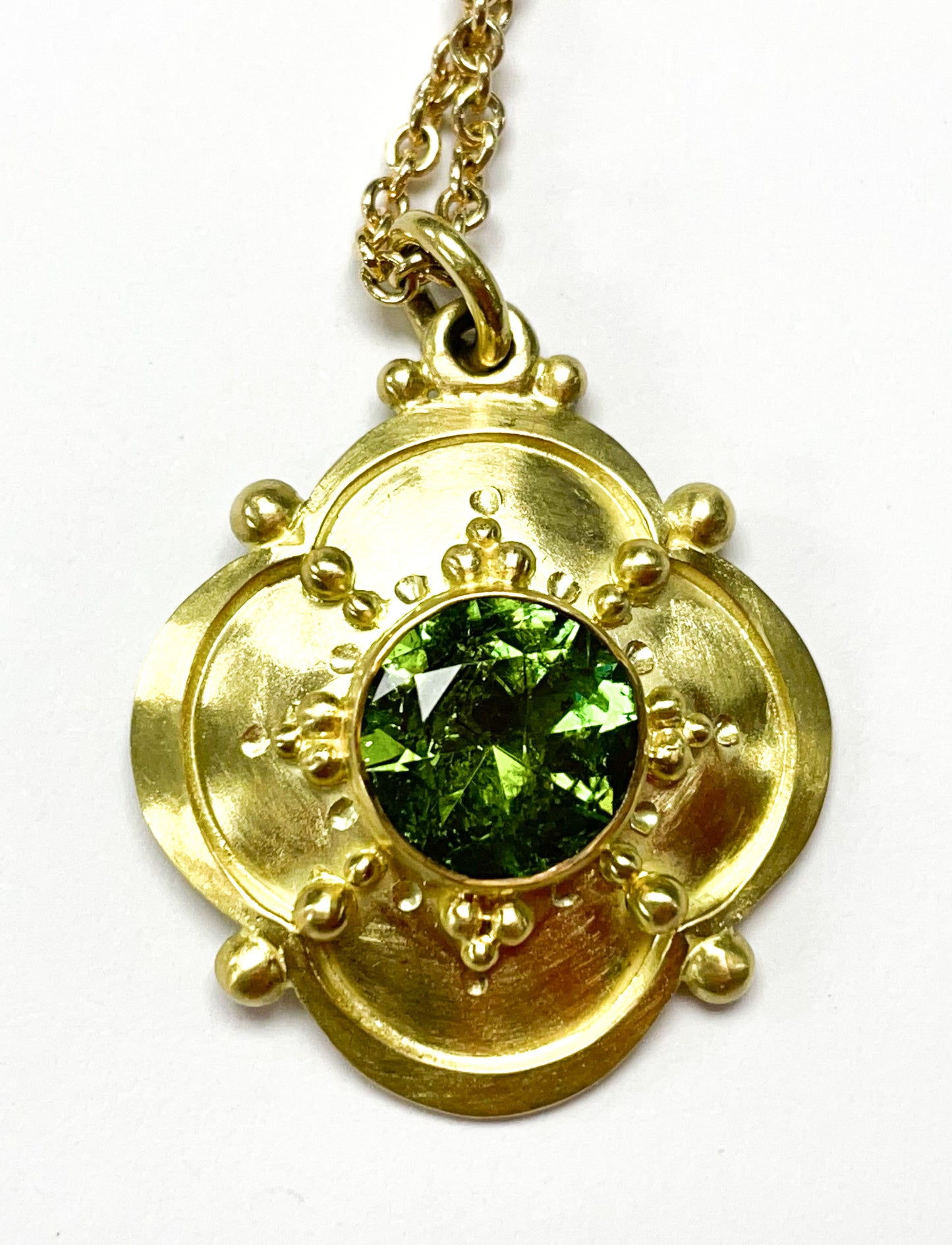Clover Leaf Green Tourmaline Pendant