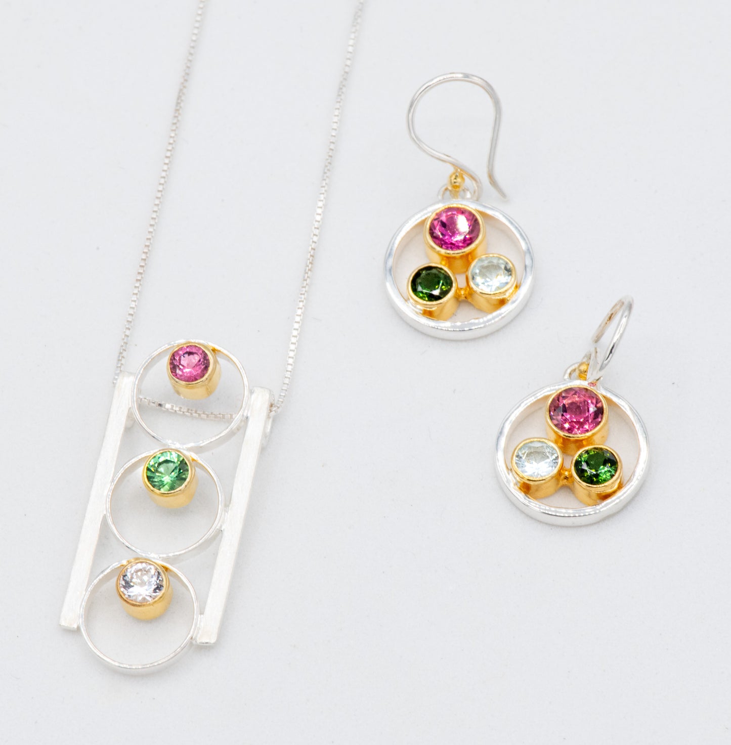 Three Stone Pendant Necklaces