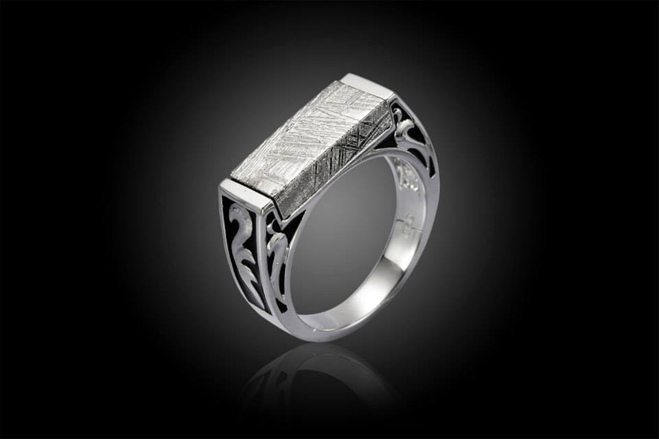 Meteorite Sterling Silver & Enamel Ring