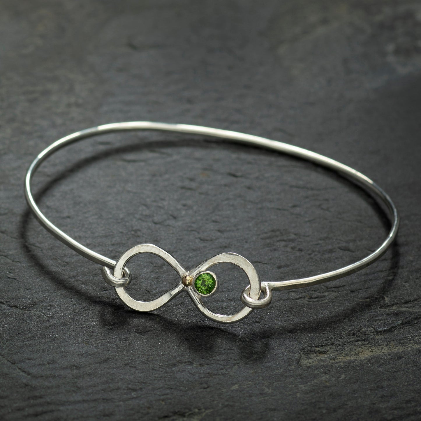 Infinity Bracelet with Tourmaline Gemstone