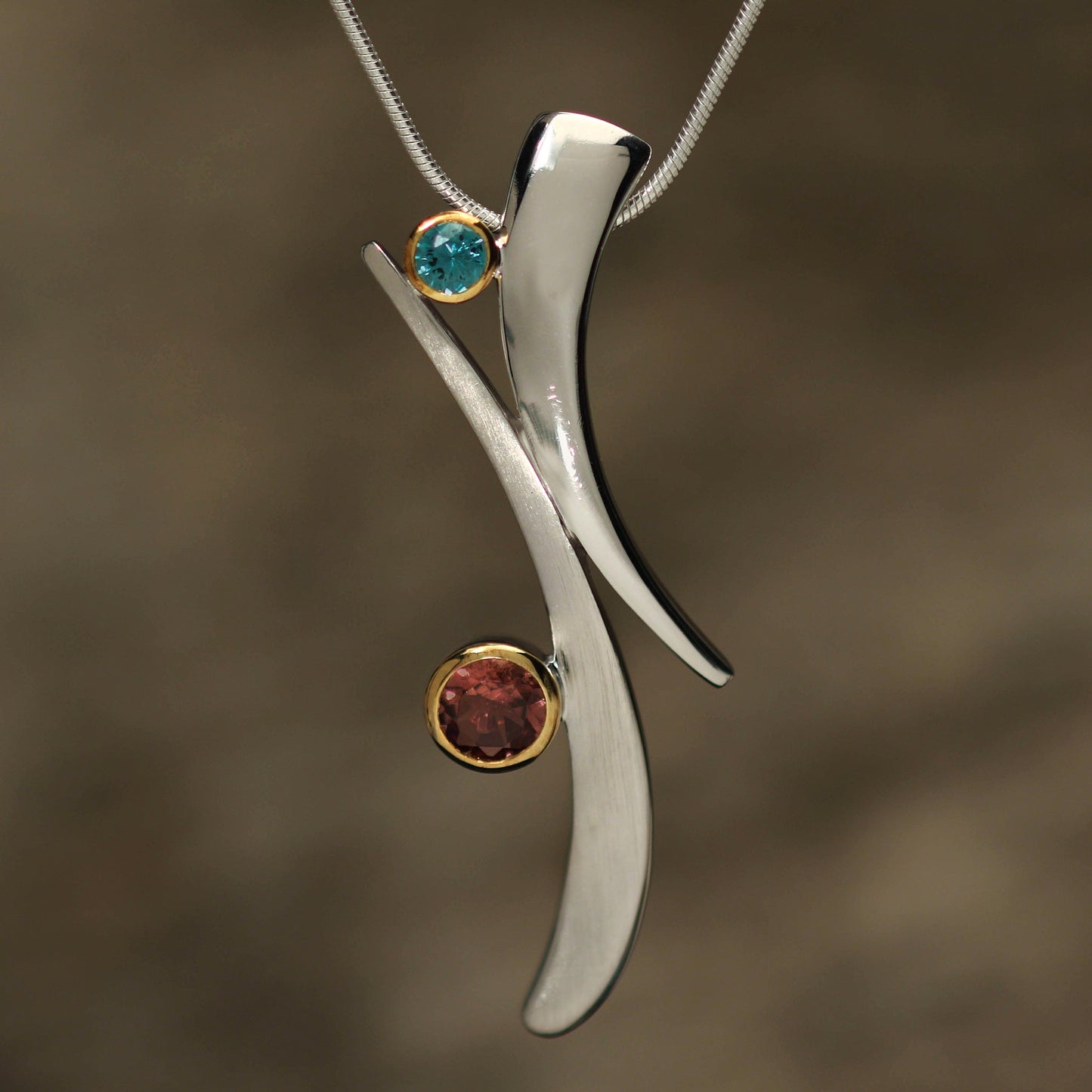 Two Stone Brushstroke Pendant