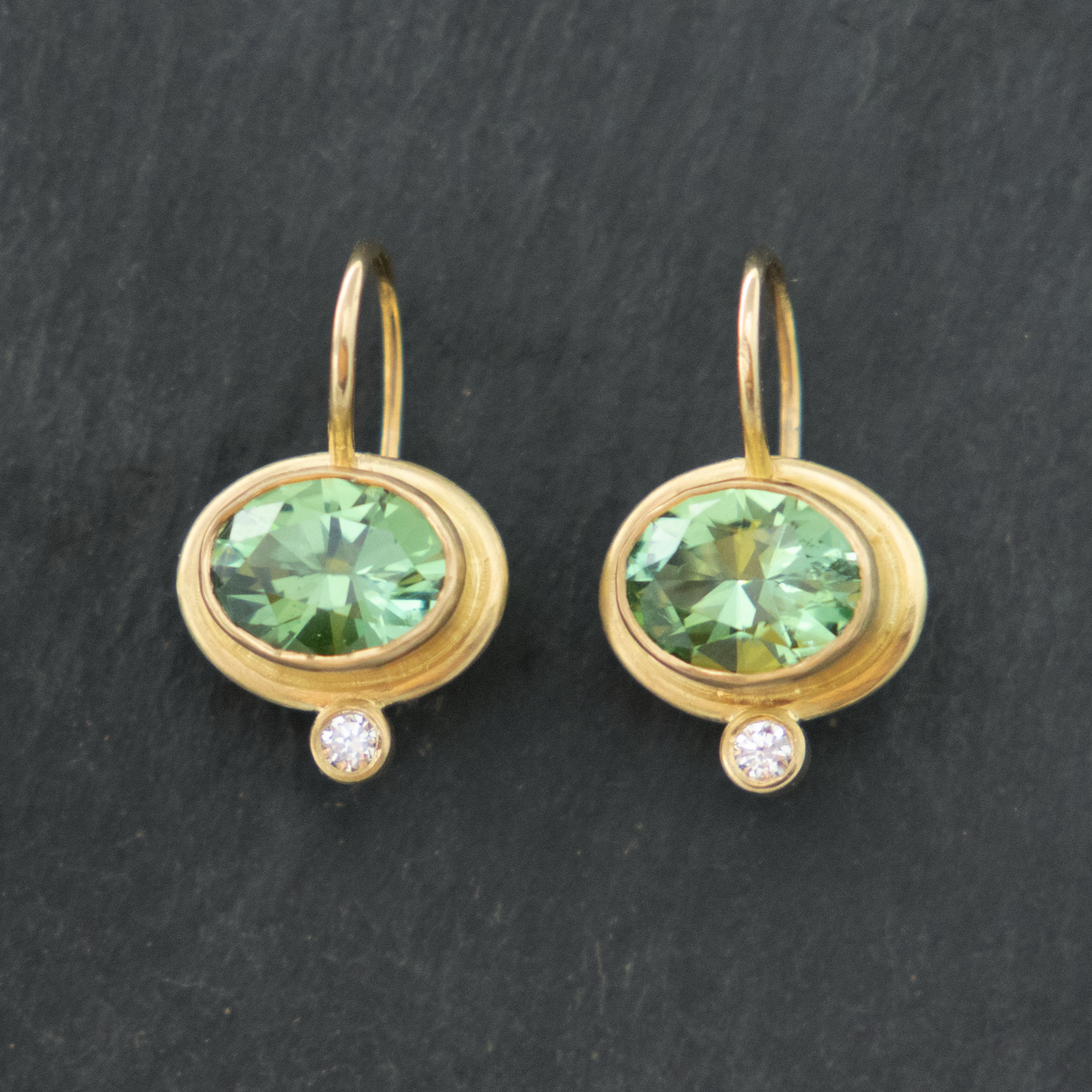 Green Tourmaline Gemstone 18k Earrings