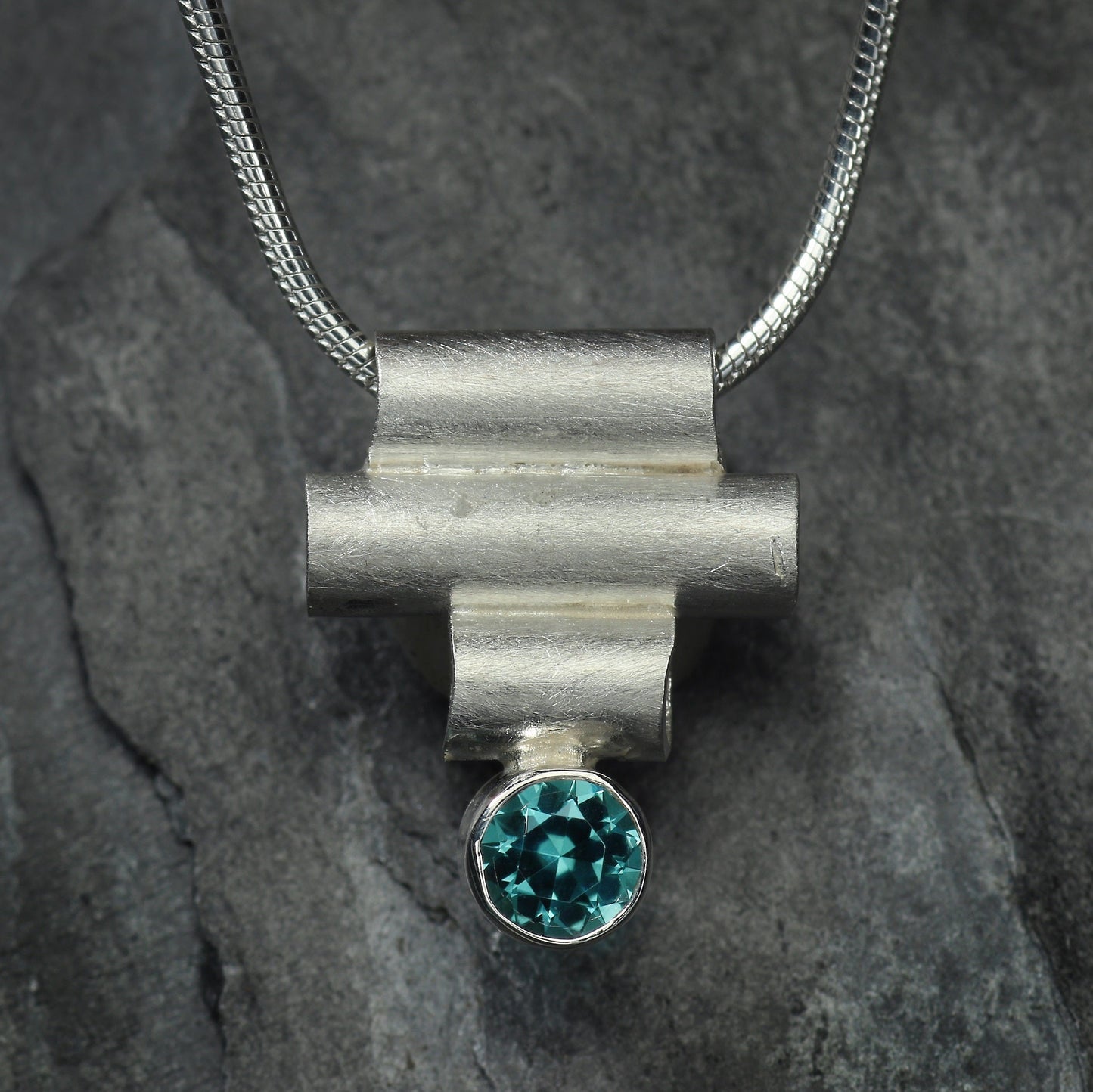 Sterling Silver Tube Gemstone Pendant