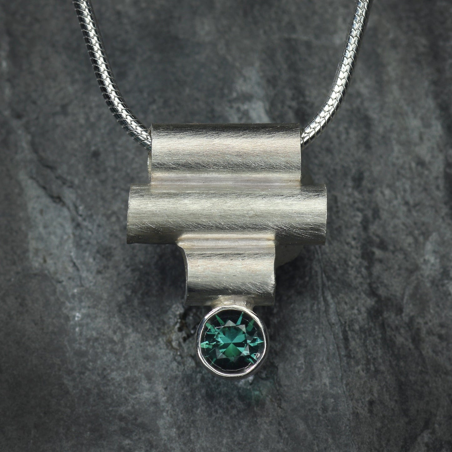 Sterling Silver Tube Gemstone Pendant