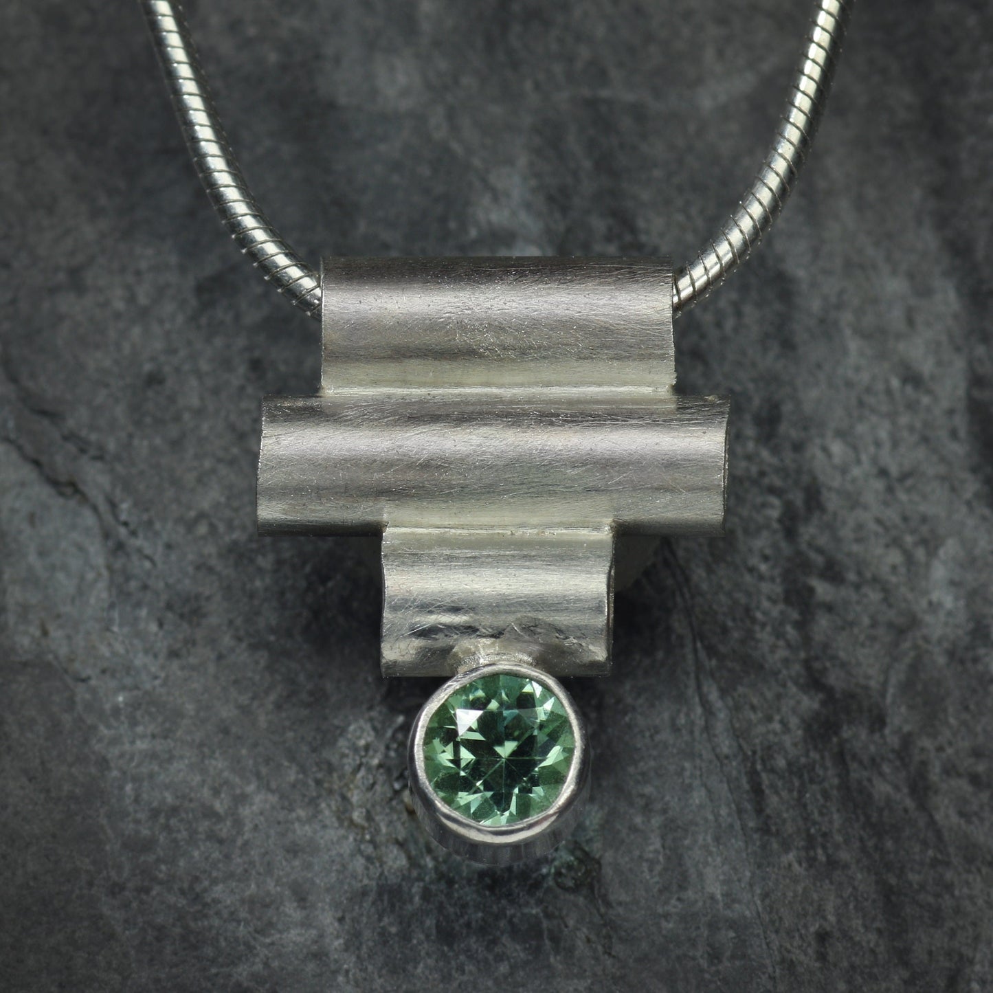 Sterling Silver Tube Gemstone Pendant