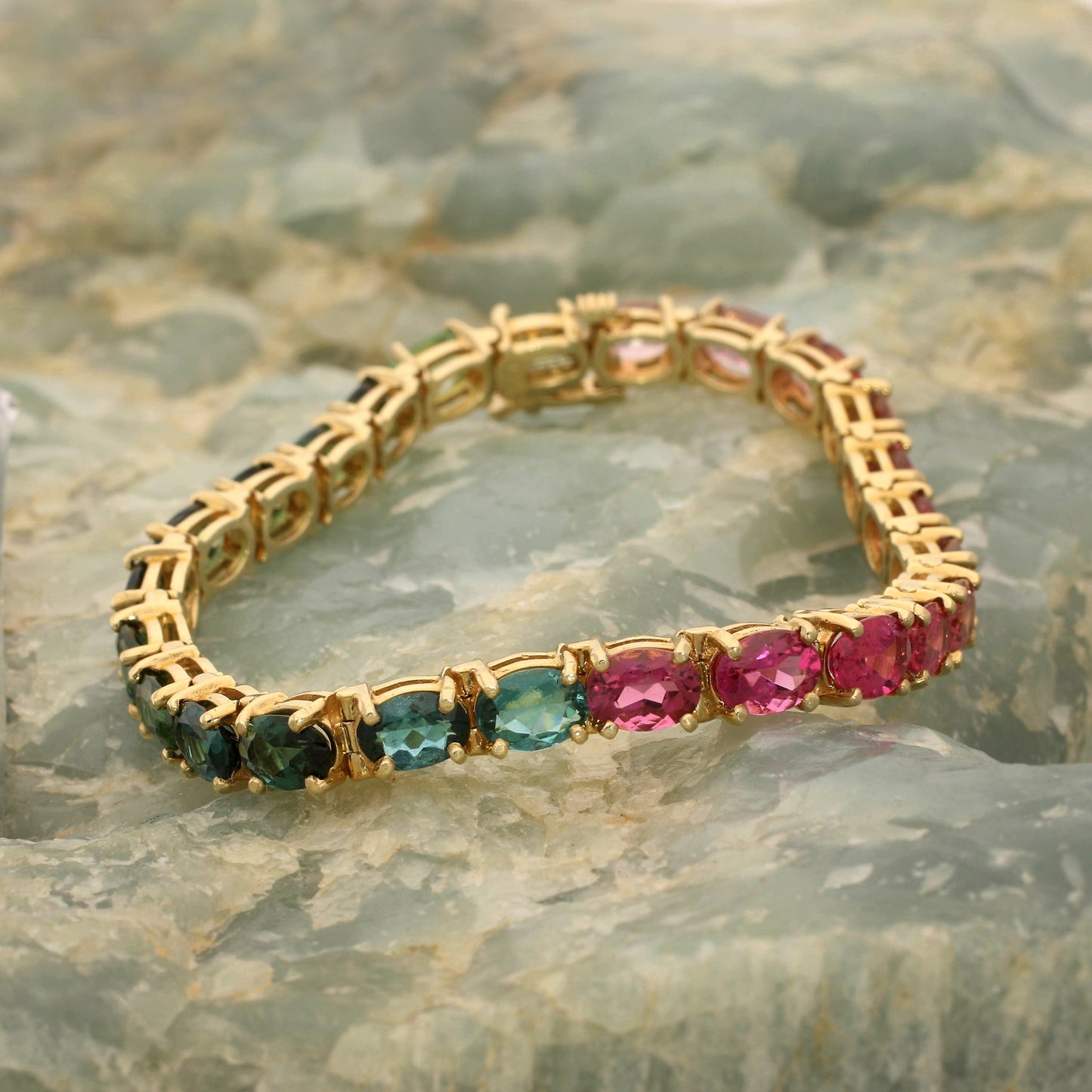 Stunning Pink and Green Gem Tourmaline Bracelet