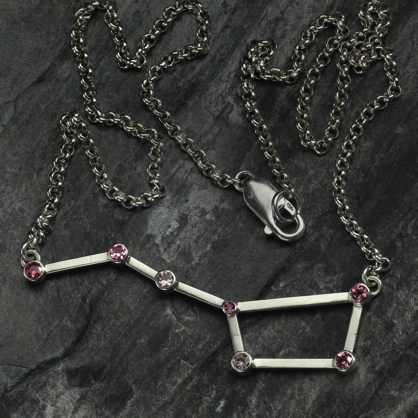 Big Dipper Necklace with Pink or Green Tourmaline Gemstones