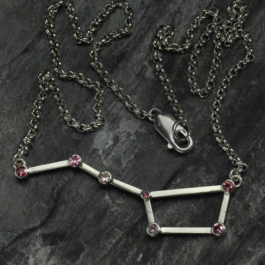 Big Dipper Necklace with Pink or Green Tourmaline Gemstones