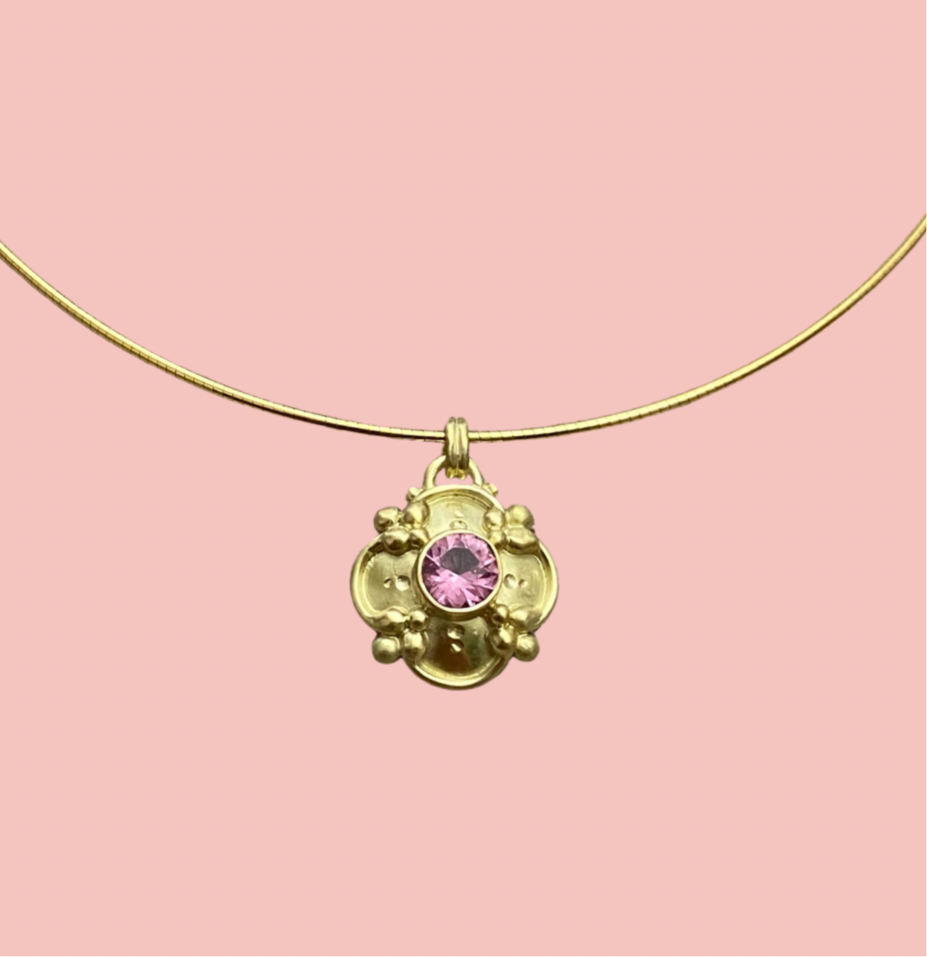 Clover Leaf Pink Tourmaline Pendant
