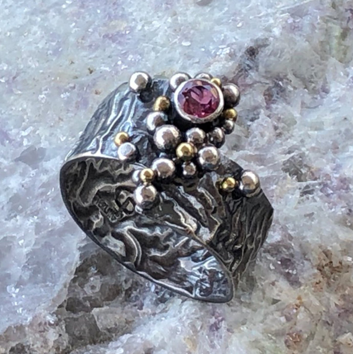 Oxidized Pink Tourmaline Ring