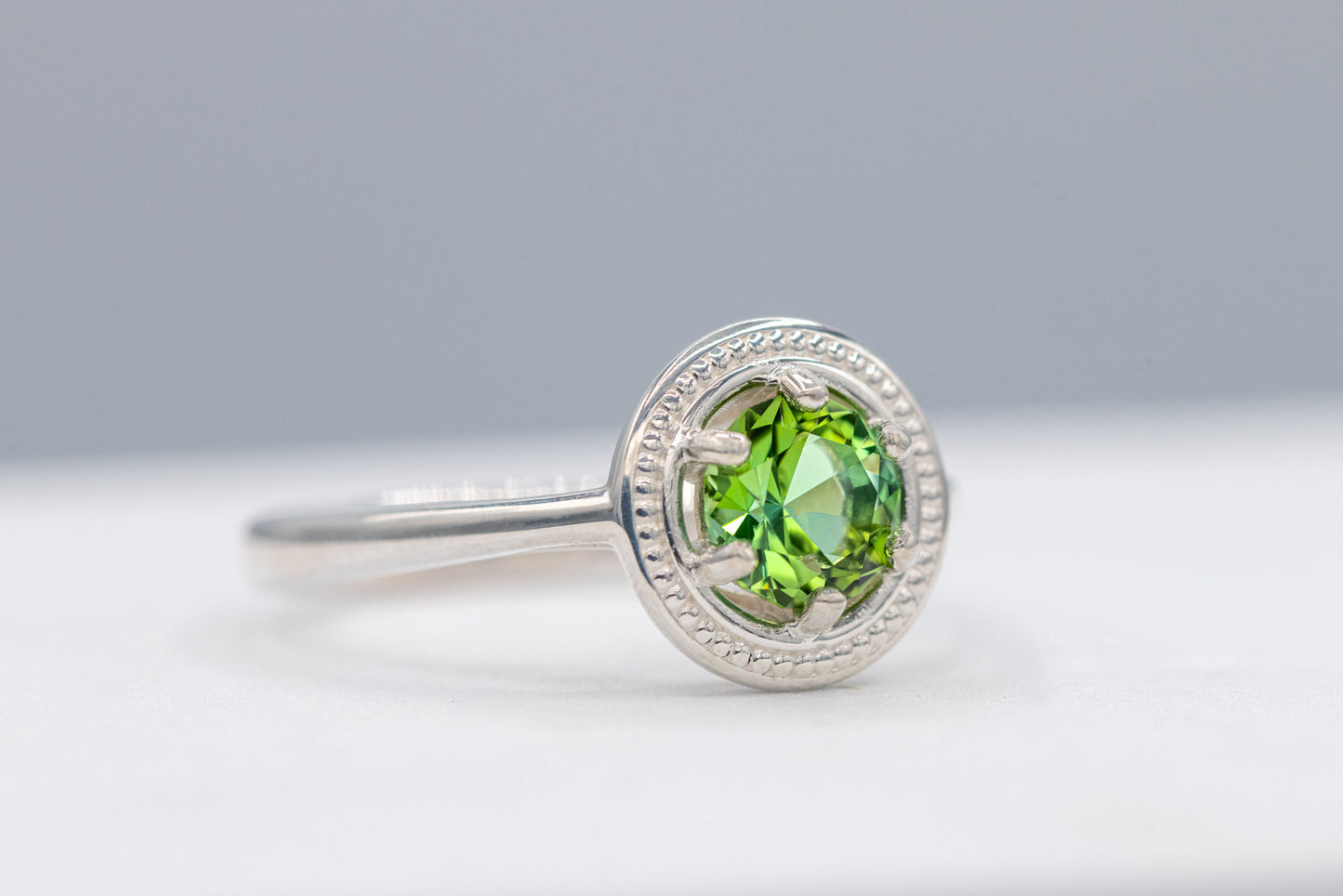 Green tourmaline Sterling Silver Ring