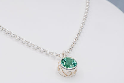 Blue-Green Tourmaline Gemstone Necklace