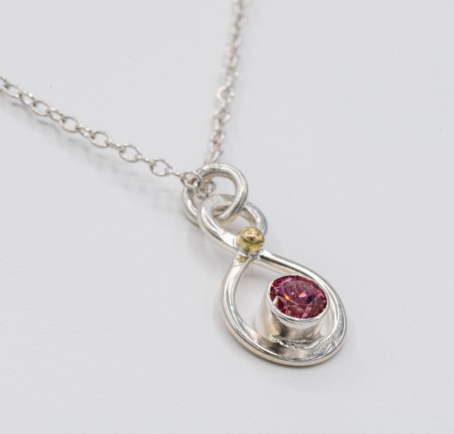 Infinity Necklace with Tourmaline Gemstone