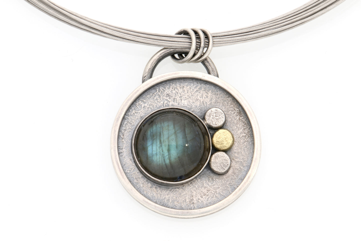 Labradorite Cabochon Necklace with Gold Accents