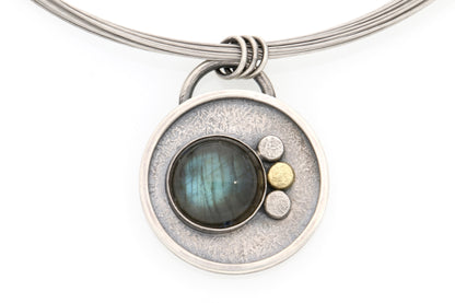 Labradorite Cabochon Necklace with Gold Accents