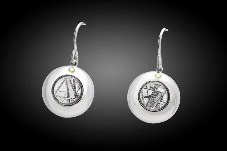 Small Meteorite Disc Earrings
