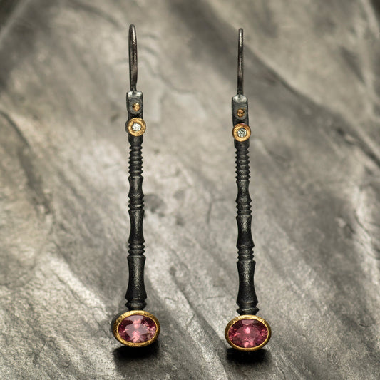 Elegant Pink Tourmaline Dangle Earrings