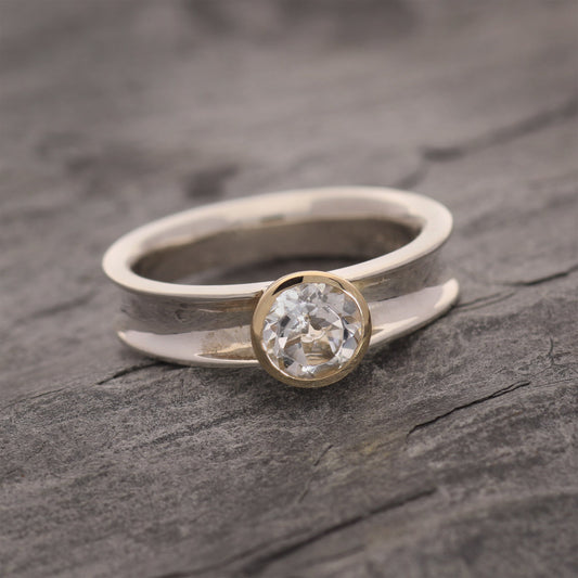 Mixed Metal Aquamarine Ring