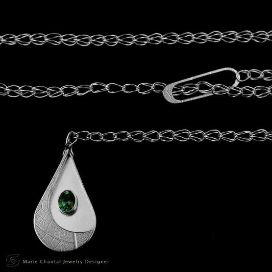 Dew drop green tourmaline necklace