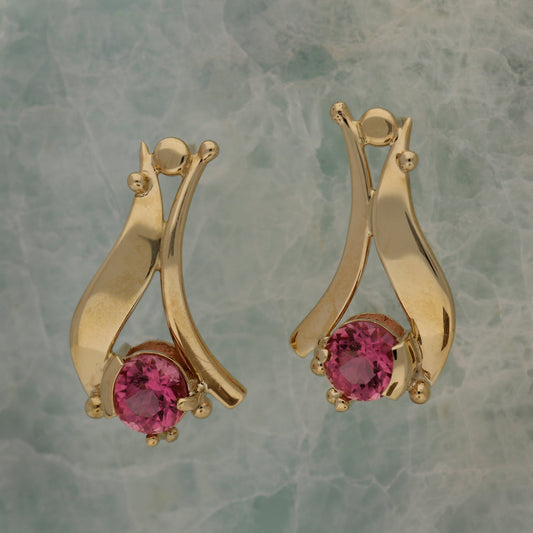 Pink Tourmaline Post Earrings