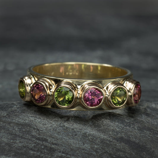 "Over the Rainbow" Pink and Green Tourmaline Gemstone Ring